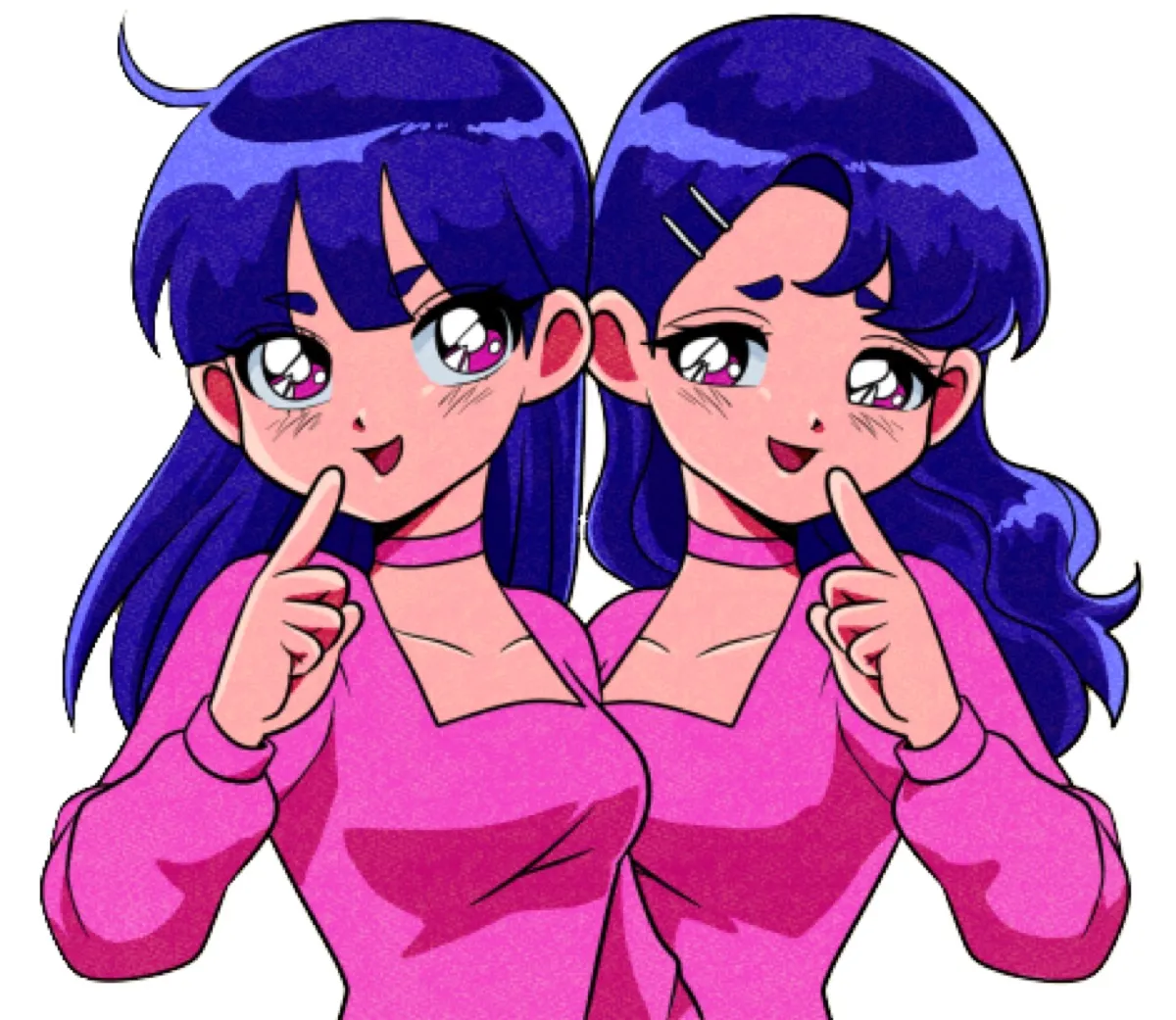 学生が描いたキャラクターイラスト（双子の女の子）